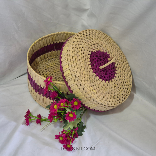 Hand Woven Storage Basket - Purple - Image 1
