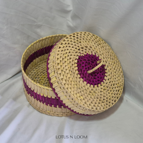 Hand Woven Storage Basket - Purple - Image 2
