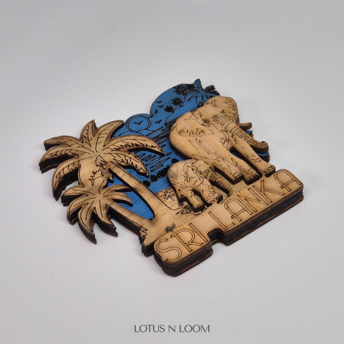 SL Elephant Blue Wooden Fridge Magnet - Image 1