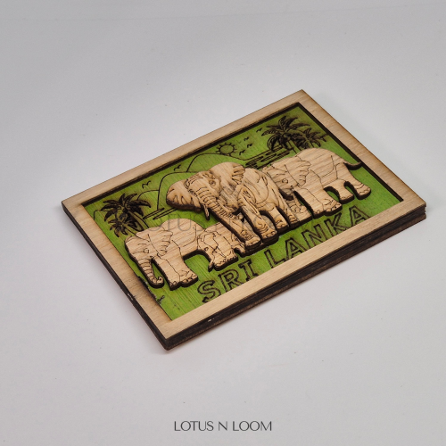 SL Elephants Wooden Fridge Magnet - Image 1