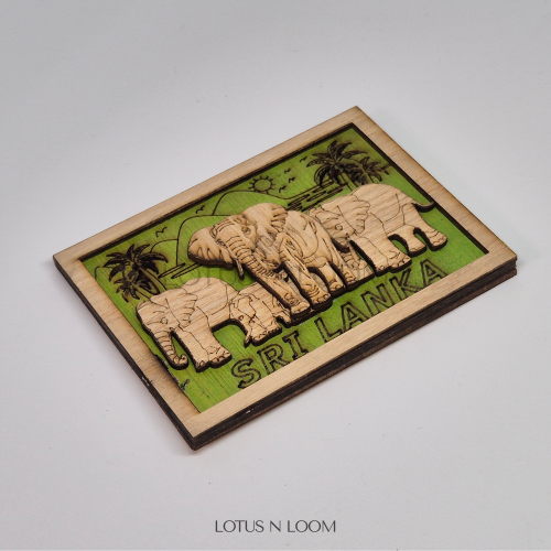 SL Elephants Wooden Fridge Magnet - Image 2