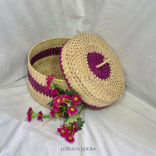 Hand Woven Storage Basket - Purple - Image 5